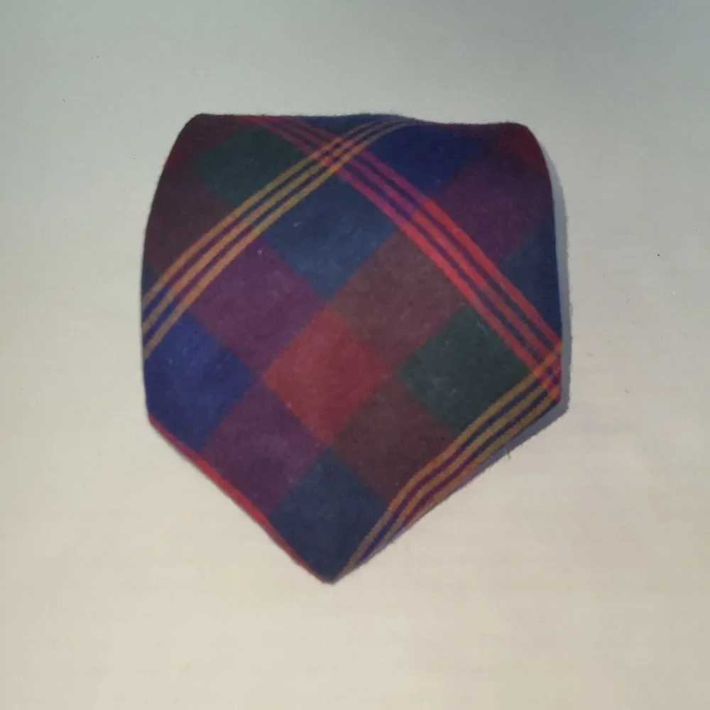 Rooster Mens Tie Cotton Flannel Handmade‎ Plaid Print Necktie Made in USA